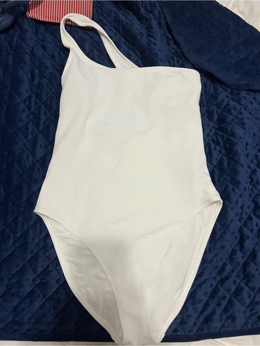 Old Navy White One-Shoulder Textured One-Piece Swimsuit